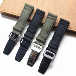 Black Nylon Canvas Band 20mm 21mm 22mm Outdoor Sports Nato Strap band Steel Metal fold pin Buckle Watch Accessories