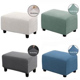 Rectangle Jacquard Ottoman Stool Cover Elastic Footstool Sofa Slipcover Footrest Chair Covers Furniture Protector 211207