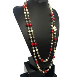 CNANIYA Brand Jewellery Double Layer Beads Imitation Pearl Long Necklace Fashion Women Collier De Perles/Collar Perlas/Joyas