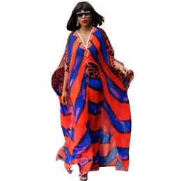 Women Striped Print Long Sleeve Loose Maxi Dress Sexy Beach Party Floor Length Vintage Casual Dresses Summer 210525