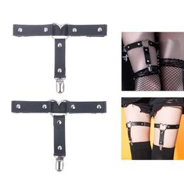 Belts Punk Heart Garter Belt Sexy Women PU Leather Lady Girls Elasticity Tight Suspender Strap