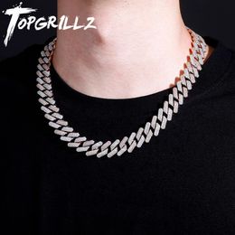 TOPGRILLZ New 16mm Cuban Chain Necklace With Box clasp Iced Out Micro Pave Cubic Zirconia Hip Hop Heavy Jewellery Gift For Men X0509