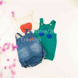 Baby Lovely Rompers For Summer Cherry Pattern Brand Design Boys Girls Sleeveless Knitting Romper Clothing 210619