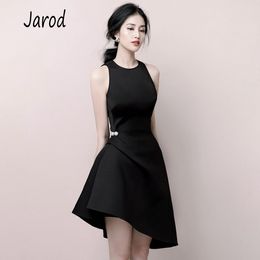 Runway Summer Irregular Black Dress Fashion Women Beading Sleeveless Party Dress Chic Female OL Slim Short Dress 210518