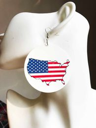 1pairs/lot Wholesale American flag wood earrings WR-0216 X0709 X0710