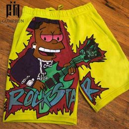 Summer Style 2021 Men Shorts Beach Short Breathable Cartoon Letter Printed Solid Cotton Loose Casual Hawaii Shorts Man Plus Size H1210