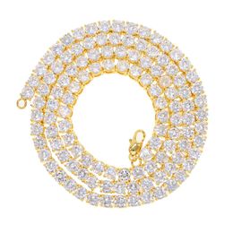 Hip hop Necklace Iced Out 1 Row cubic zirconia Choker Bling Crystal Tennis Chain Necklace 46 61 71cm long fashion necklace X0509