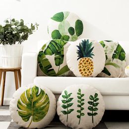 Cushion/Decorative Pillow Round Banana Leaf Tropical Plant Pasture Cotton Tattoo Cushions Car Office Backrest