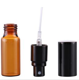 2021 3ML 5ML 10ML Mini Amber Glass Bottle Spray Atomizer Perfume Bottle Empty Parfum Sample Tralve Bottle Vials