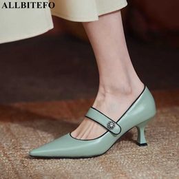 ALLBITEFO size 34-43 soft genuine leather high heels fashion sexy women heels shoes party wedding shoes street basic shoes 210611