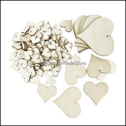 Party Decoration Event & Supplies Festive Home Garden 2-8Cm Unfinished Wood Heart Slices Wedding Decor Building Model Children Diy Painting