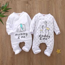 Baby Boys Girls Romper Cotton Long Sleeve Letter Daddy Mummy & Me Jumpsuit born Clothes Autumn Clothing Outfits 220106