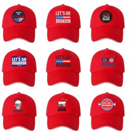All Season Red Colour Let's Go Brandon Ball Caps Sports Casual Visor Baseball Hat Letters US Flag Stars Stipe Snapback Christmas Gifts Anti Biden Trump 2024