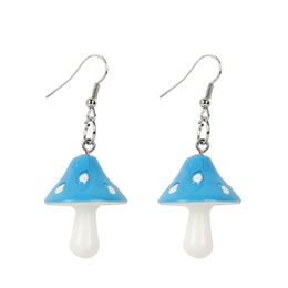 Cute Colourful Mushroom Shape Cartoon Dangle Earrings For Women Girl Funny Creative Plant Drop Earrings Trendy Statement Jewellery