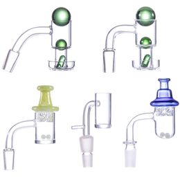 Smoking 14mm male Quartz Banger enail bangers heat coin with Coloured UFO Glass Bubble Spinning Carb Cap and ruby Terp Pearl for Dab Rig Bong