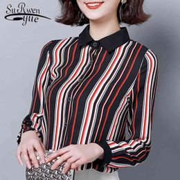 Fashion Woman Blouses Striped Office Womens Tops And Long Sleeve Women Shirts Plus Size Shirt 2393 50 210508