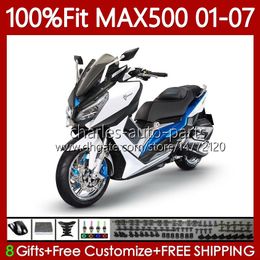 Injection Fairings For YAMAHA TMAX500 T-MAX500 MAX-500 TMAX-500 T MAX500 01 02 03 04 05 06 07 109No.54 TMAX MAX Blue white 500 XP500 2001 2002 2003 2004 2005 2006 2007 Kit
