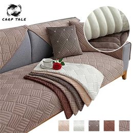5 Colours Winter Plush Sofa Cover Non-slip Modern Slipcover Couch Seat Cushion Sofa Towel Sofa Covers For Living Room Home Decor 211102