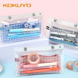 Pencil Bags Kokuyo PIIIP Case Magnetic Buckle Large Opening Stationery Box PP Waterproof Transparent Multifunctional