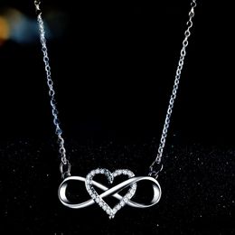 Knotted Love Necklaces For Women Cold Wind Simple 8 Heart Shaped Inifinity Cross Clavicle Chain Necklace Valentine Jewellery Gift