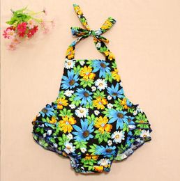 2022 baby romper flower printed floral ruffled backless girl rompers infant sleeveless girls clothes jumpsuit jumper