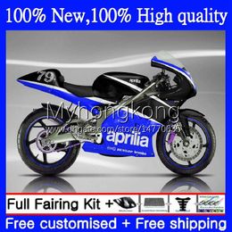 Body For Aprilia RSV 125 RS 125 RR 125RR RSV125RR 1999 2000 2001 2002 2003 2004 2005 7No.91 RS-125 RS4 RSV125 99-05 Black blue white RSV-125 RS125 R 99 00 01 02 03 04 05 Fairings