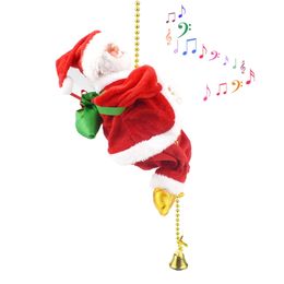 Electric Climbing Beads Santa Claus with Music Santa Claus Climbing The Stairs Christmas Tree Decor Repeated Climb for Kids Gift 211104