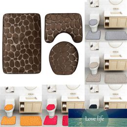 3Pcs Bathroom Bath Mat Set Toilet Rugs Flannel Anti Slip Bathroom Carpets Set Home Toilet Lid Cover Shower Room Rug Floor Mats Factory price expert design Quality