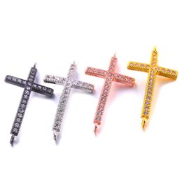 High Quality CZ Micro Pave Cross Charm Pendant for Bracelet Necklace Making