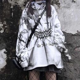 QWEEK Goth Gohtic Style Hoodie Sweatshirt Harajuku Japanese Streetwear Funny Special Hoodie ic Mall Tops 211220