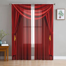 Curtain & Drapes Red Stage Tulle Curtains For Living Room Sheer Bedroom Voile Decorative Window Treatments