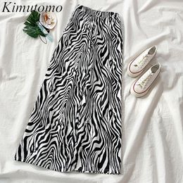 Kimutomo Casual Zebra Pattern Pants Women Spring Korea Chic Female High Waist Loose Wide Leg Trousers Streetwear Fashion 210521