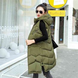 Autumn and Winter Vest Women Korea Slim Hooded Down Cotton Women's Waistcoat Sleeveless Jacket 210819