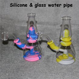 Colorfull silicone water pipe bongs hookah bubbler dab rig tobacco pipes with glass bowls quartz banger