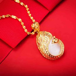 -Pendentif en opale Paon Plaqué Or Smart Vietnam Gold Collier Gold