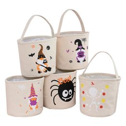 Halloween Bucket DIY Canvas Candy Tote Bag Party Supplies Reusable Storage Bags Pumpkin Handbag HH21-414