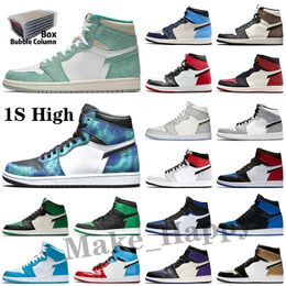 basket ball sneakers Australia - 1 OG High Basket ball Shoes 1s Top quality Pink Green University blue Court Purple Royal Bred Toe UNC Obsidian game Sneakers trainers 36-46