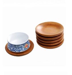 Natural Bamboo Tea Tray Pads Heat Insulation Round Table Coaster Coffee Tea Cup Mats Holder