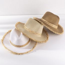 2021 fashion Panama Hat Summer Sun Hats for Women Man Beach Wide size Straw Hat Men UV Protection Cap Holiday Sunscreen