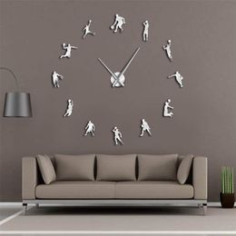 EVA Watch Basketball Players DIY Large Wall Clock Basketball Slam Dunk Kid Room Wall Decor Giant Basketball Wall Watch Gifts 210325