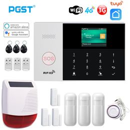 PGST PG105 4G & 3G Tuya System PIR Wireless Siren Burglar Security Alarm Smart Home Kit SmartLife App Remote Control