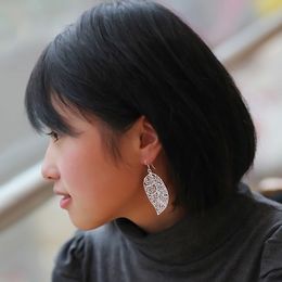 Hyperbole Big For Woman Beautiful 100% 925 Sterling Silver Maple Leaf Earrings Prevent Allergies Fine Jewelry Gift