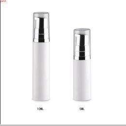 500pcs 5ML 10ML white Mini Empty Refillable Airless Pump Bottle 1/3oz 1/6oz Portable Plastic Cosmetic Containerhigh qty