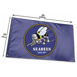 SEABEES CAN DO Flag Vivid Colour UV Fade Resistant Double Stitched Decoration Banner 90x150cm Digital Print Wholesale