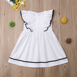 3-11 Years Kids Baby Girls Dress White Summer Clothes Q0716