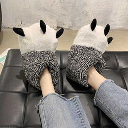 Winter Women Claw Slippers Woman Warm Indoor Cotton Women's Soft Flat Casual Ladies Slip on Comfort Female Funny Shoes Plus Size Q0508