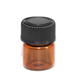 2022 new 1ml (1/4 dram) Amber Glass Essential Oil Bottle Perfume Sample Tubes Clear Bottle With Plug And Caps