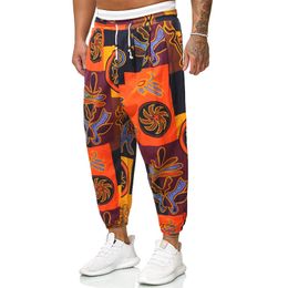 Afrika Stil Erkek Pantolon Baskı Rahat Gevşek Pantolon Erkekler Ulusal Stil Hip Hop Streetwear Yüksek Sokak Harem Pantolon Adam 210524