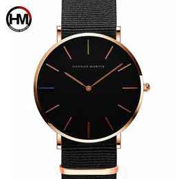 Japan Quartz Movement Men Women Unisex Simple Watch Top Brand Luxury Jewelry Waterproof Black Nylon Sport Fashion Wrist Watches 210527