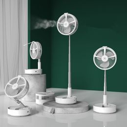 mini Humidifier spray fan foldable telescopic portable shaking head vertical remote control lighting USB fans two Colours